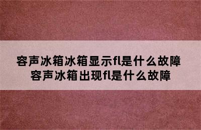 容声冰箱冰箱显示fl是什么故障 容声冰箱出现fl是什么故障